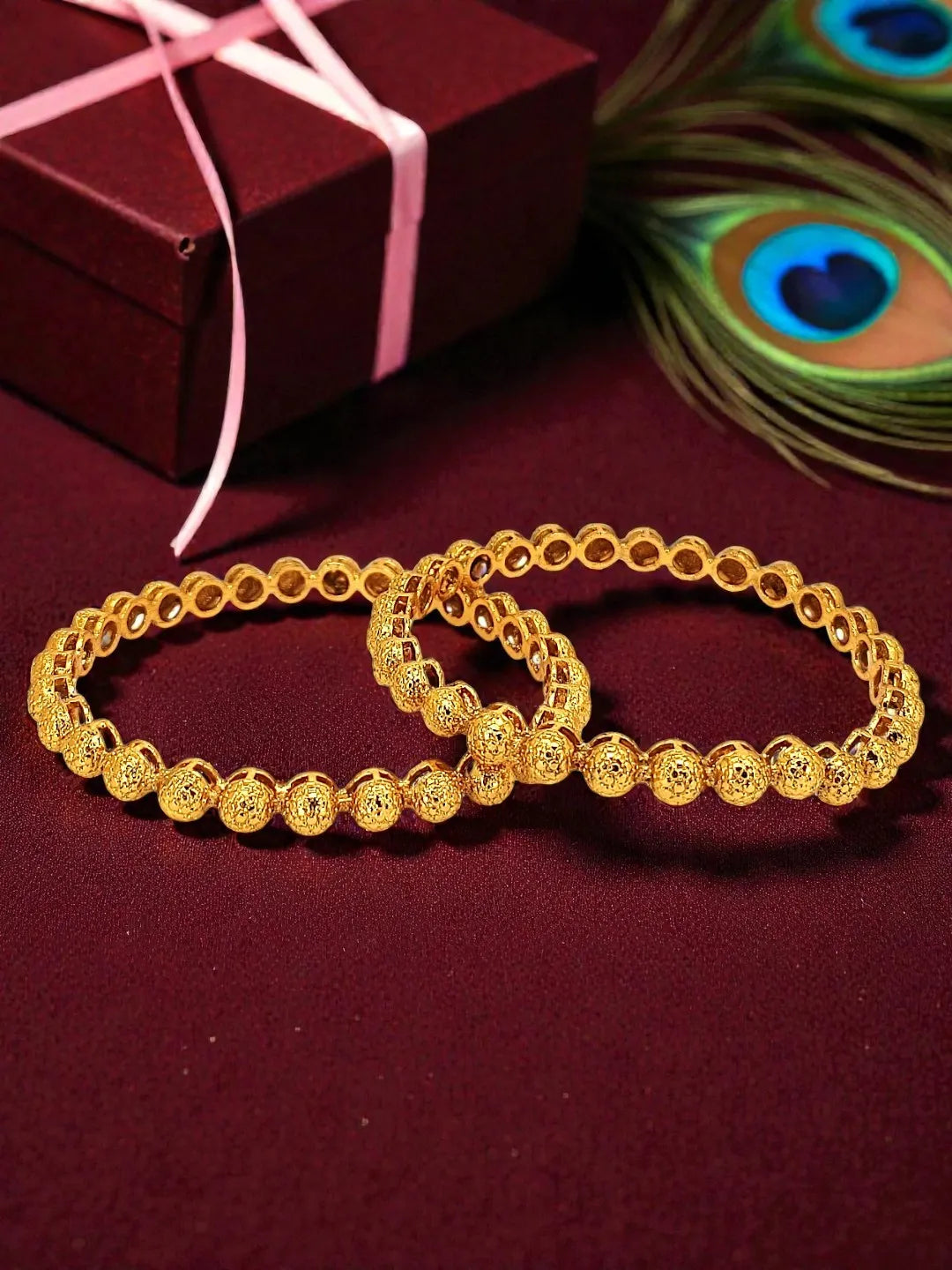 Set Of 2 Gold-Plated  Bangles