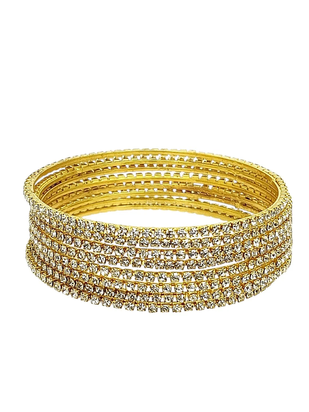 Set of 8 Gold-Plated Zircon Studded Bangles