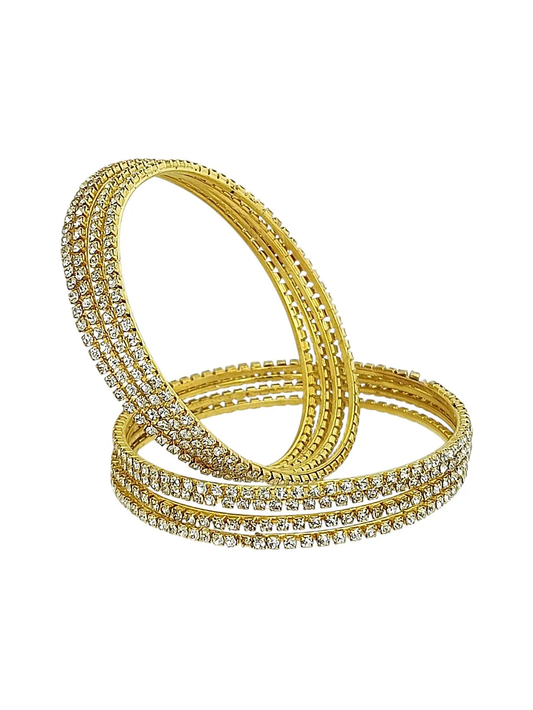 Set of 8 Gold-Plated Zircon Studded Bangles