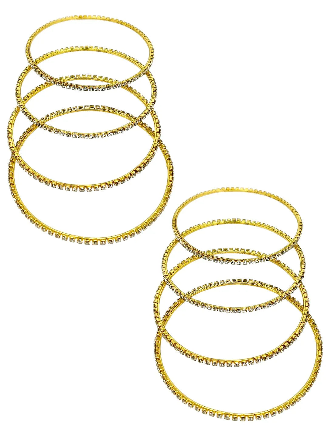 Set of 8 Gold-Plated Zircon Studded Bangles