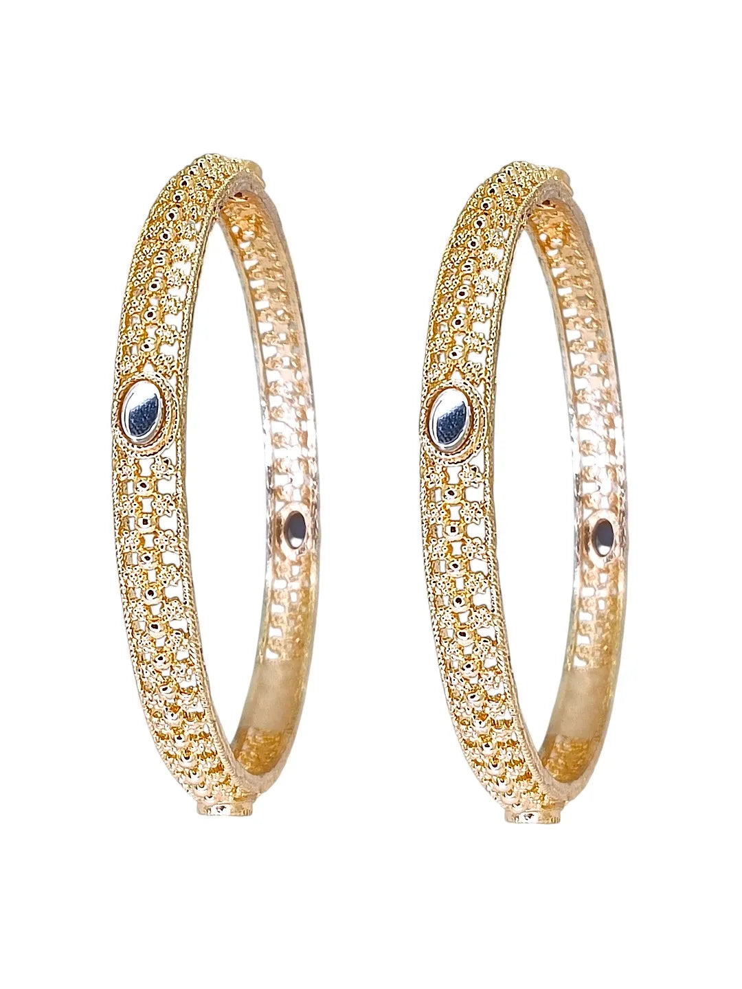 Set Of 2 Floral Design Mirror Bangles