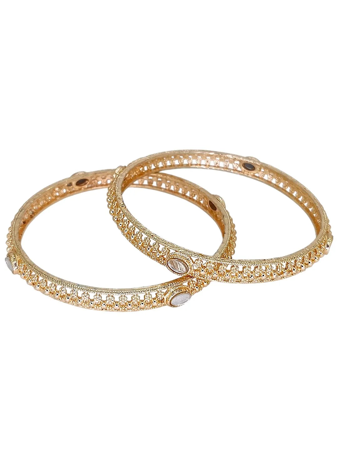 Set Of 2 Floral Design Mirror Bangles