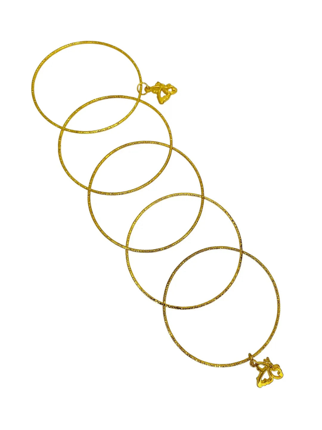 Set of 5 Gold-Plated Giltter Charm Bangles