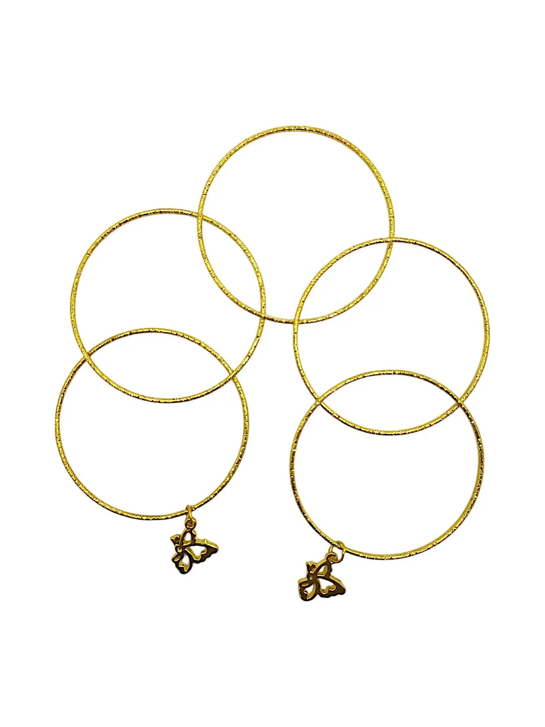 Set of 5 Gold-Plated Giltter Charm Bangles