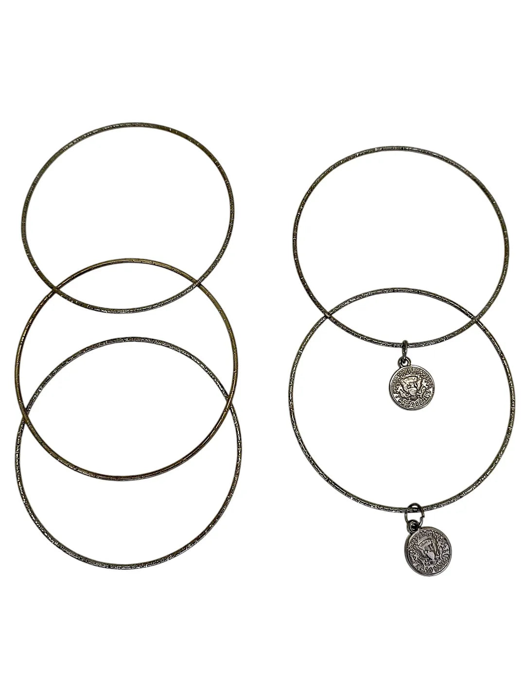 Set of 5 Black Giltter Charm Bangles