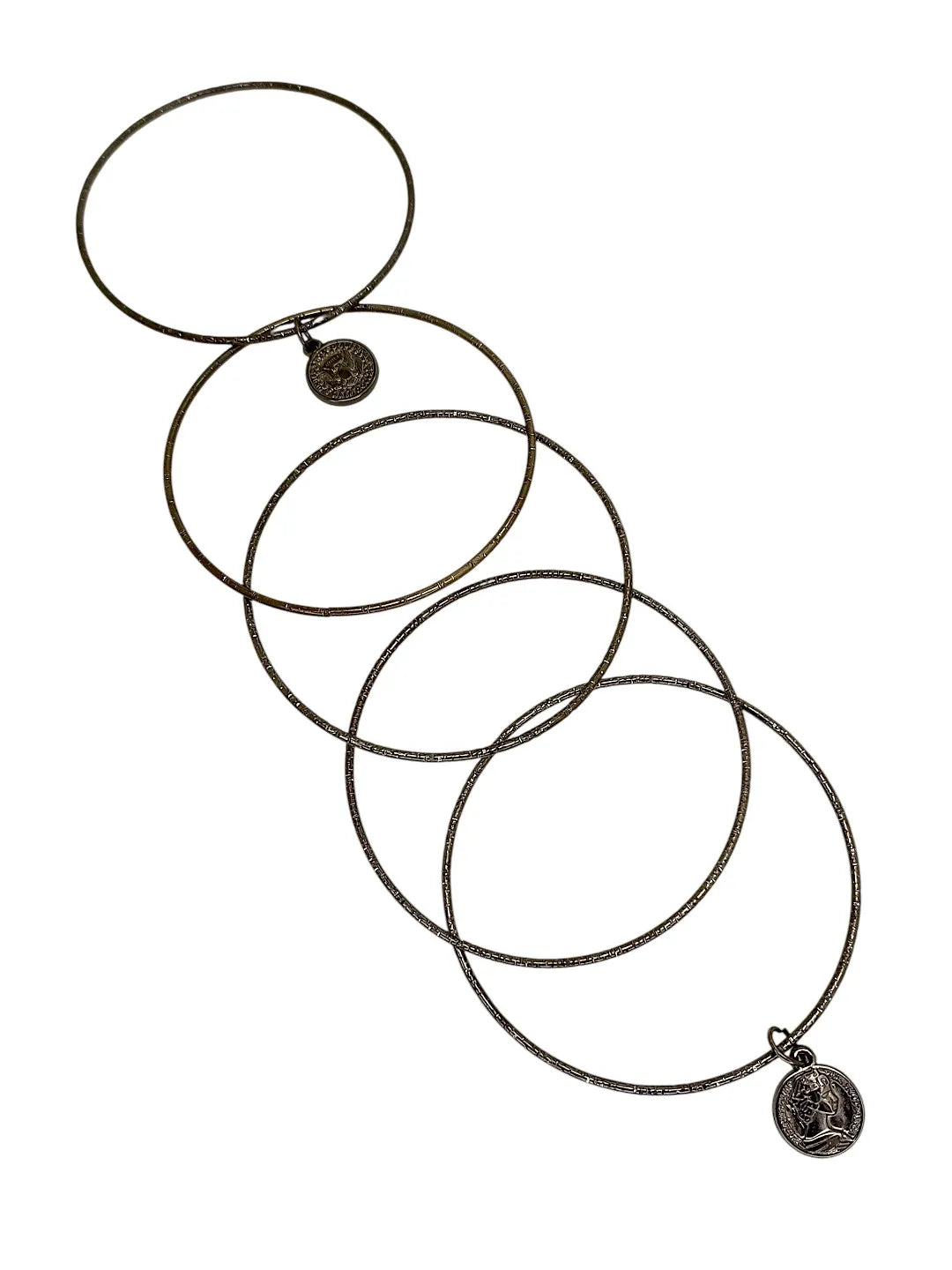 Set of 5 Black Giltter Charm Bangles
