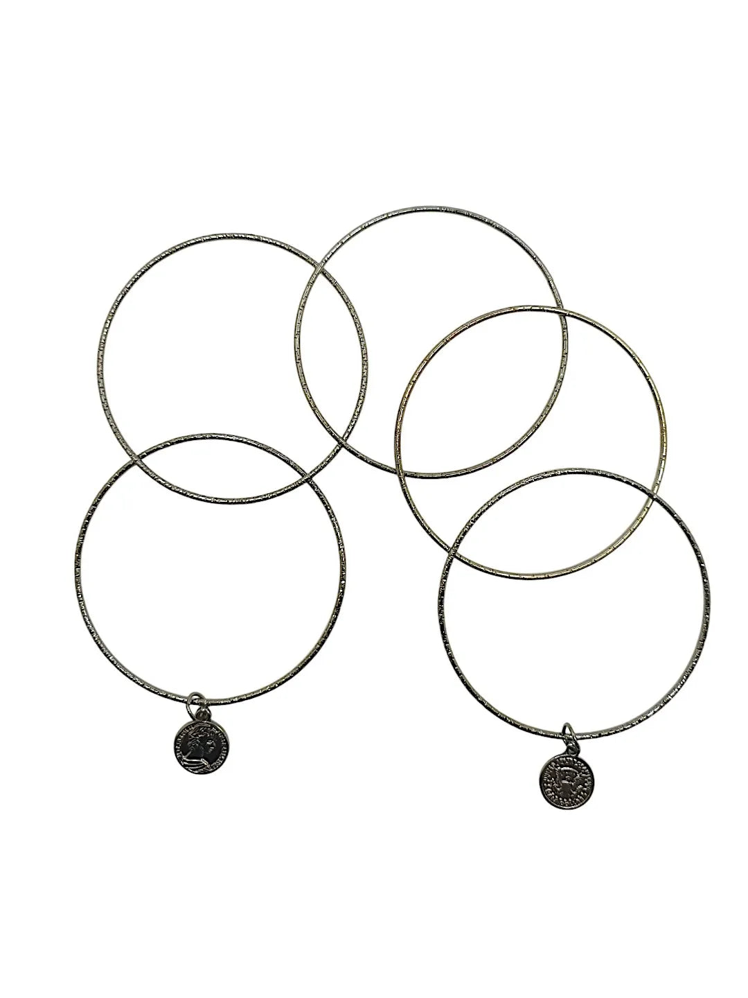 Set of 5 Black Giltter Charm Bangles