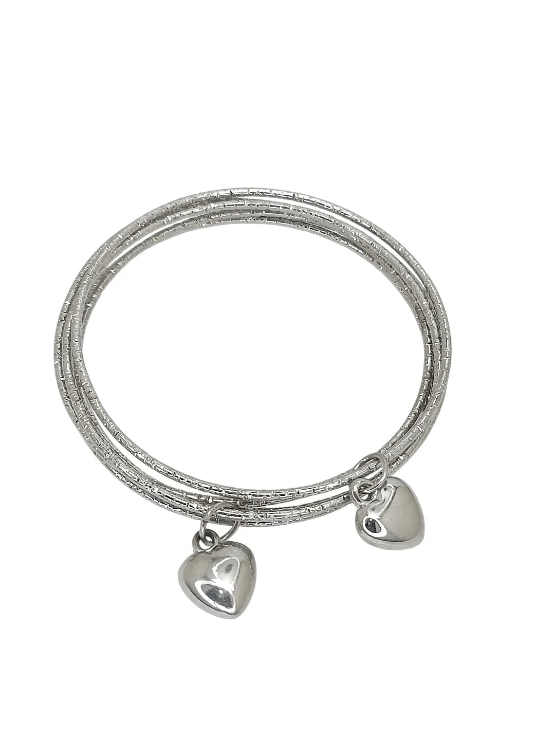 Set Of 5 Silver-Plated Giltter Charm Bangles
