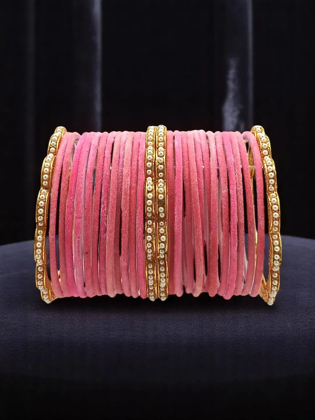 Set Of 28 Gold-Plated Beaded Bangles