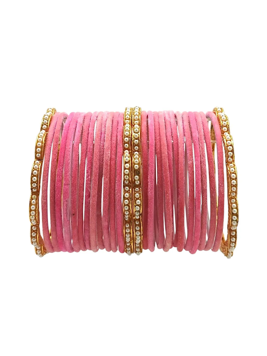 Set Of 28 Gold-Plated Beaded Bangles