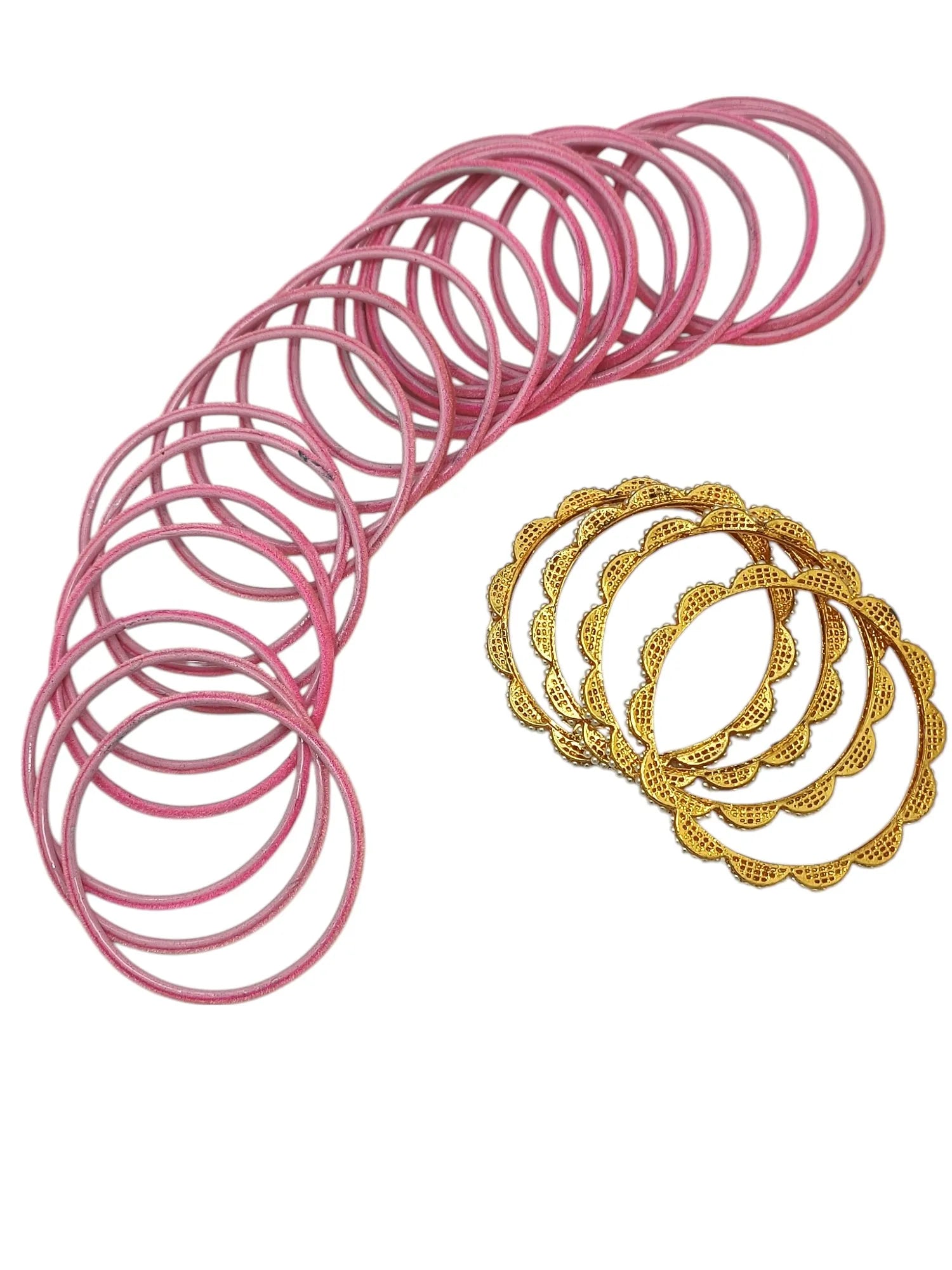 Set Of 28 Gold-Plated Beaded Bangles