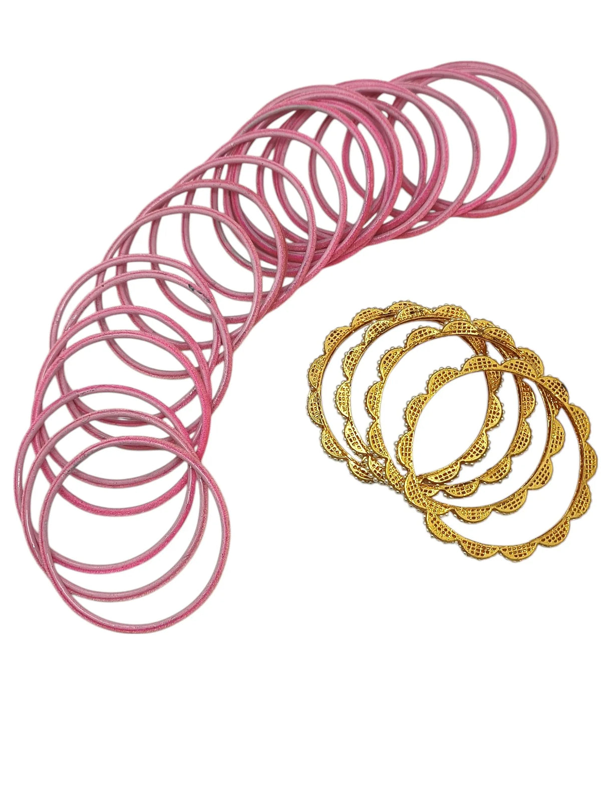 Set Of 28 Gold-Plated Beaded Bangles