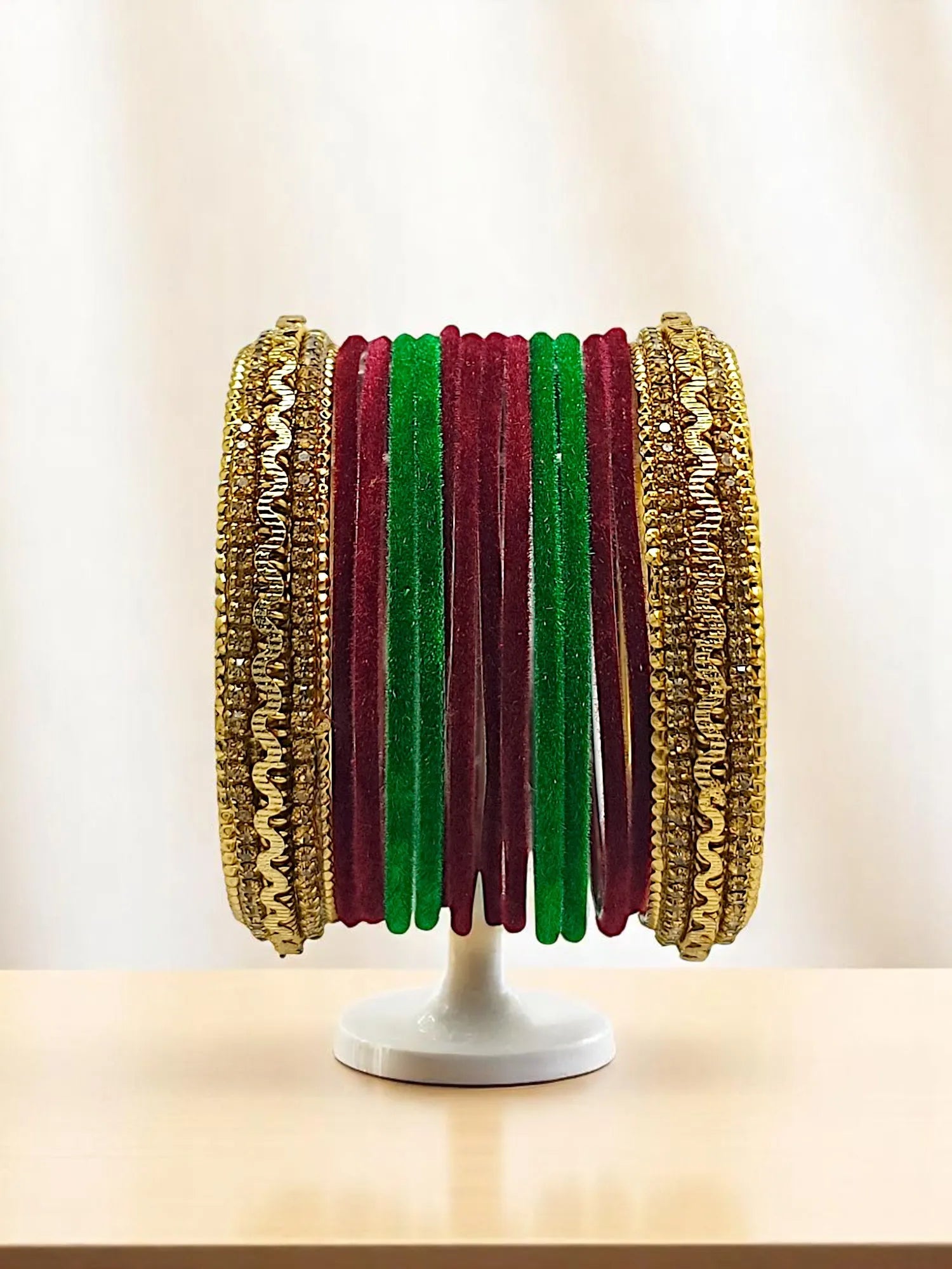 Set Of 14 Artificial Stone Studded Bangle