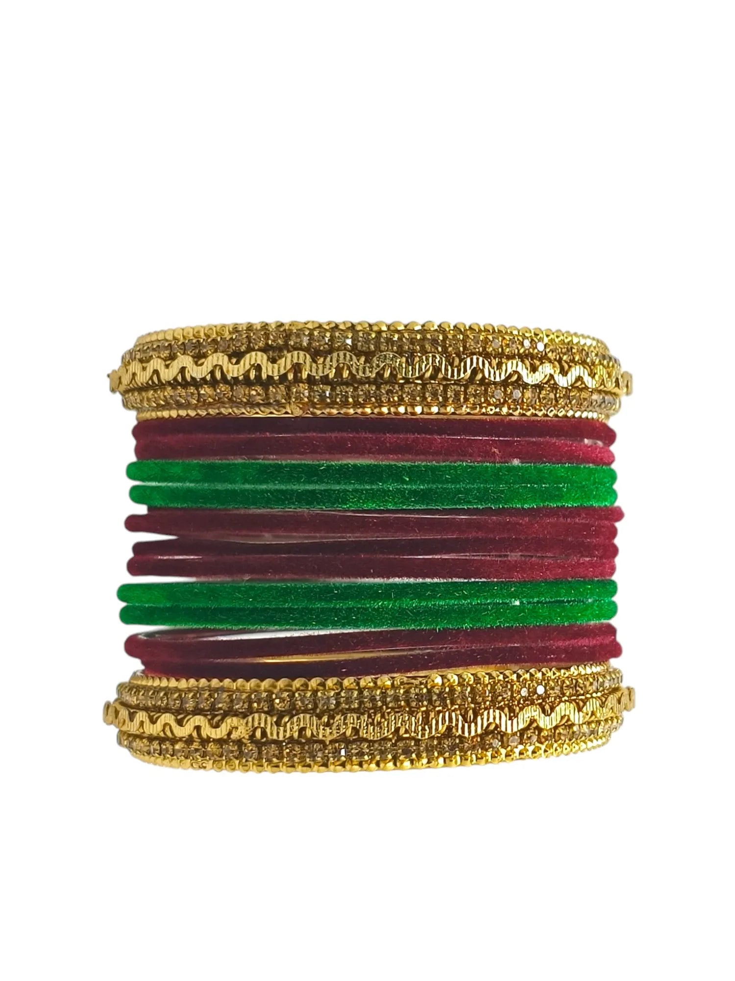 Set Of 14 Artificial Stone Studded Bangle