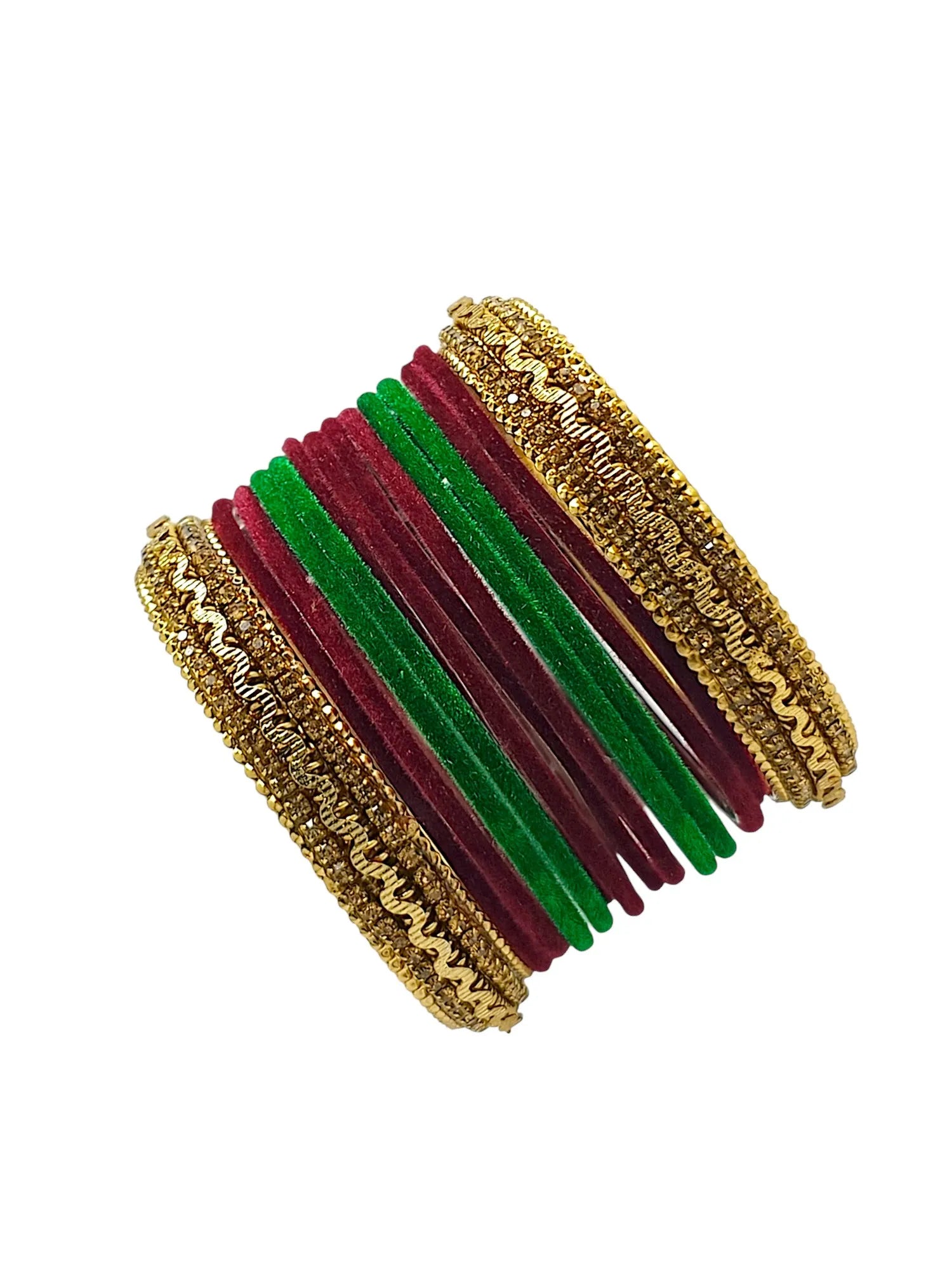 Set Of 14 Artificial Stone Studded Bangle