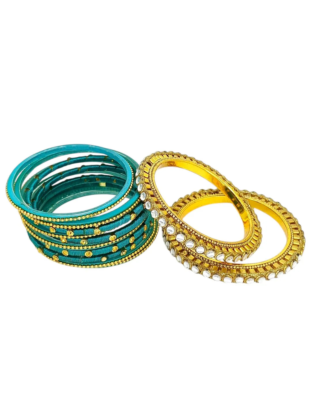 Set of 12 Gold-Plated Kundan Bangles