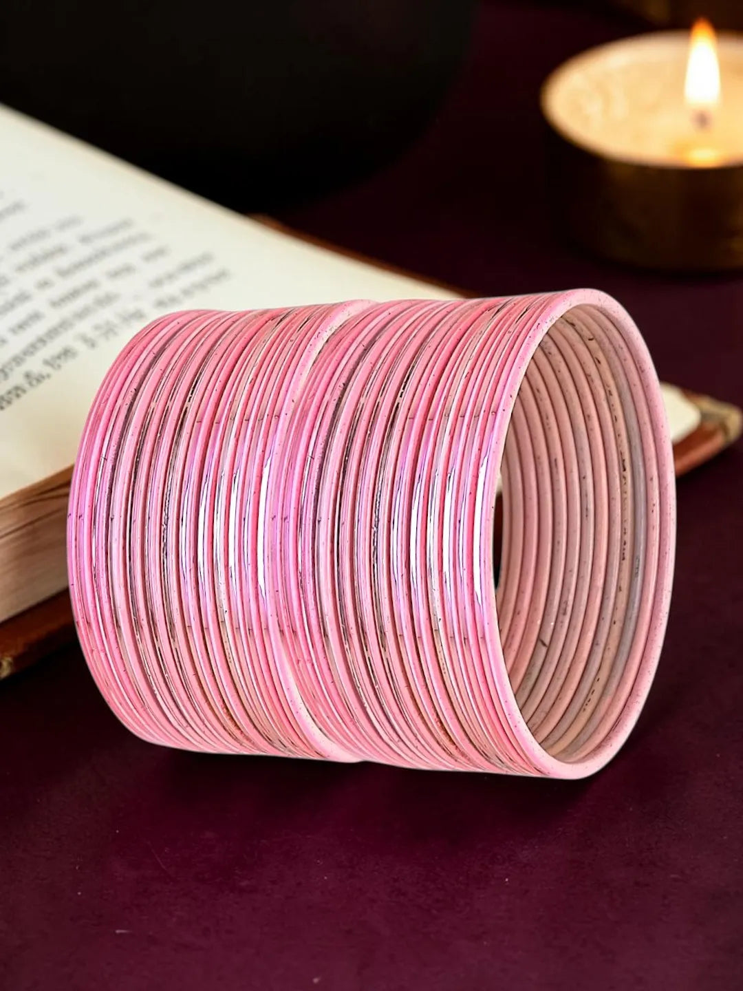 Set of 40 Pink Metal Bangles