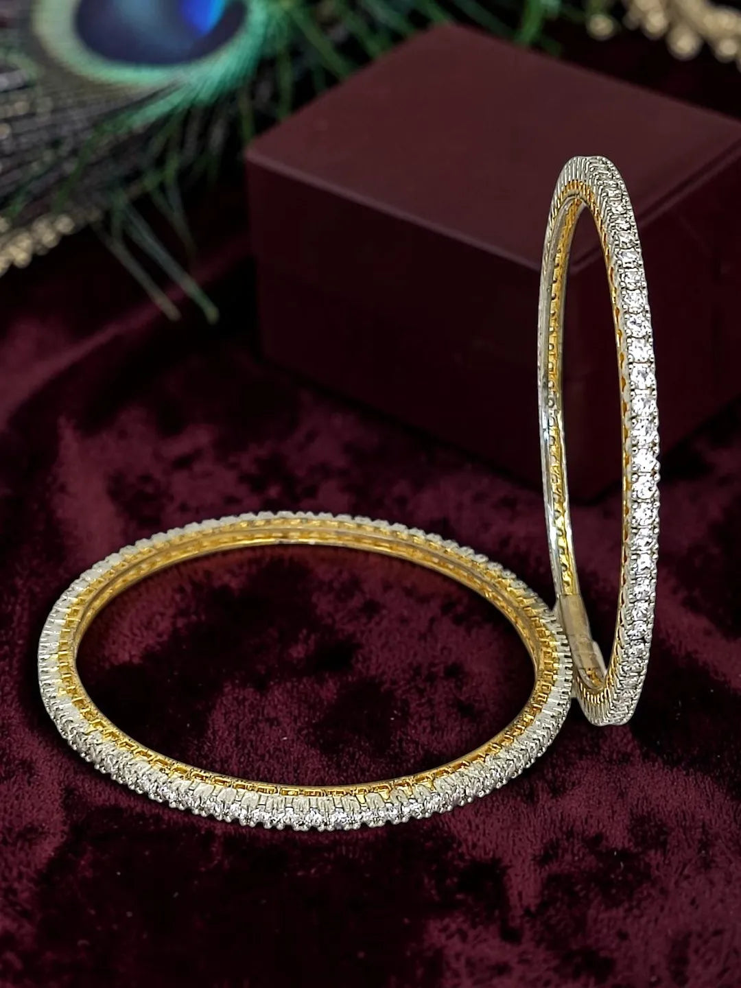 Set Of 2 Gold Plated CZ Bangles