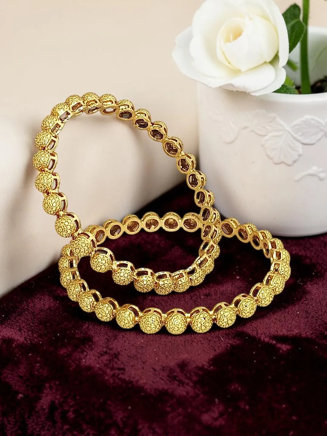 Set Of 2 Gold Plated Ball Design Bangles Set