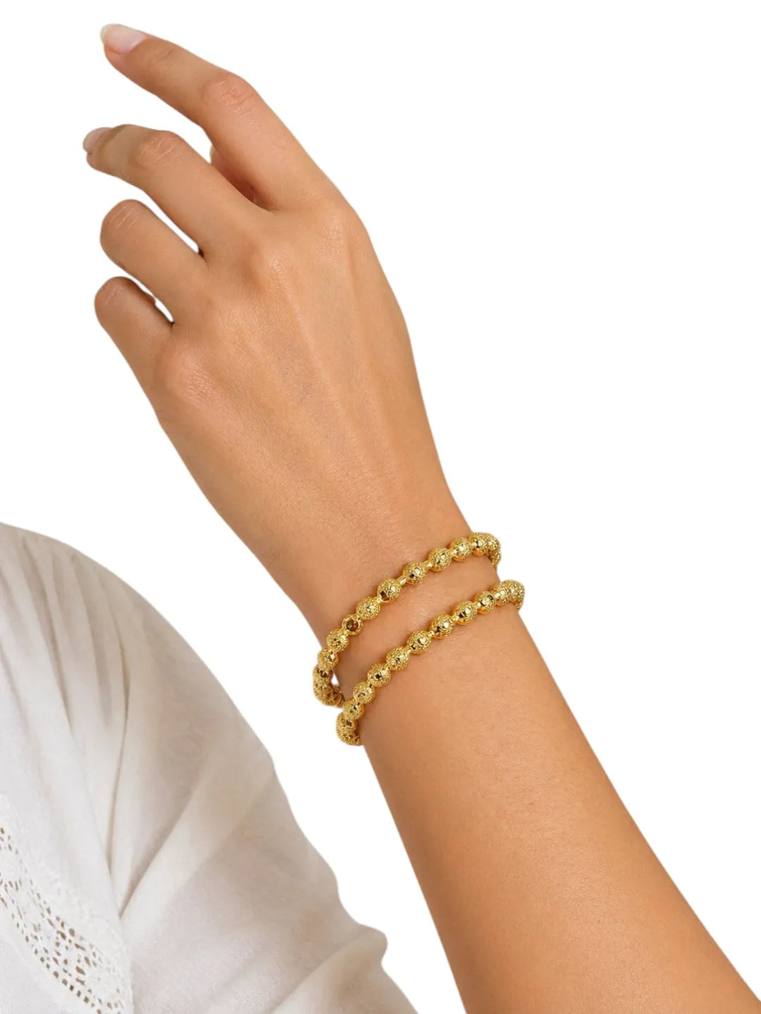 Set Of 2 Gold Plated Ball Design Bangles Set