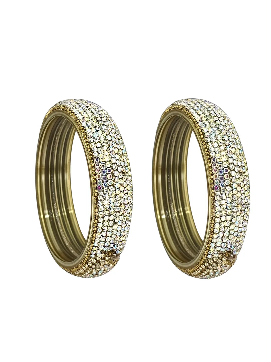 Set Of 2 Gold Plated CZ Kada Bangles
