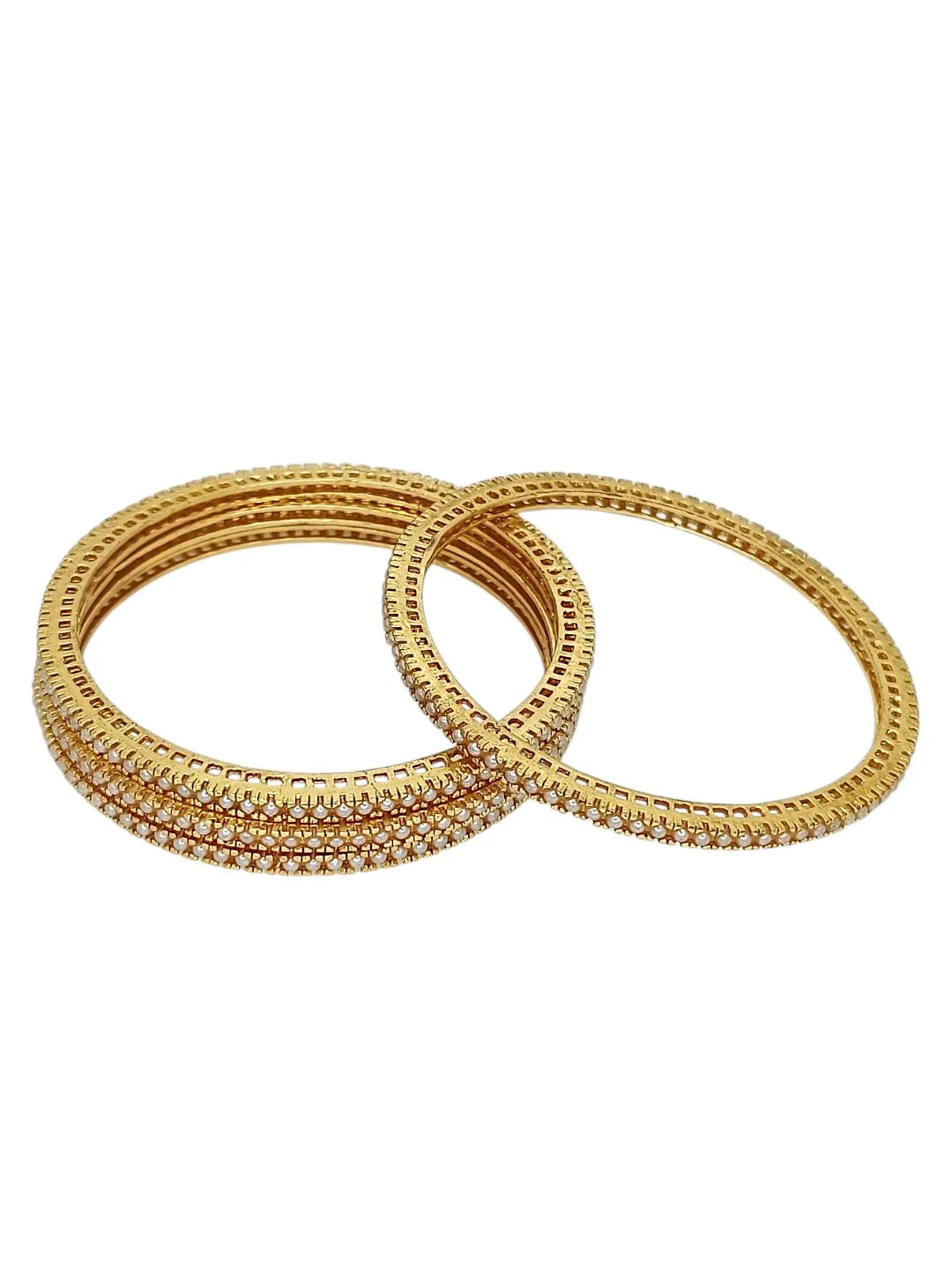 Set of 4 Gold-Plated Beaded Bangles