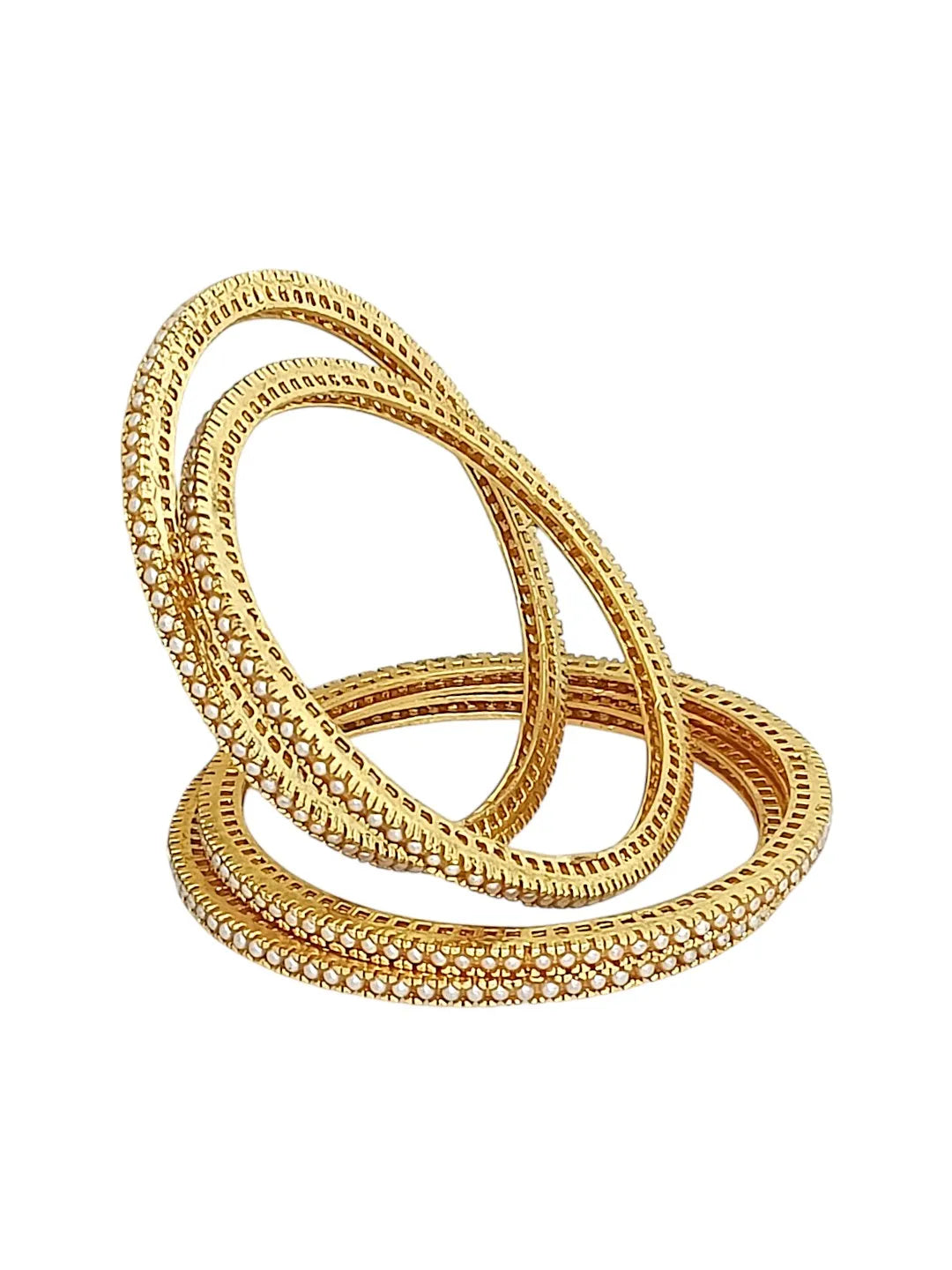 Set of 4 Gold-Plated Beaded Bangles