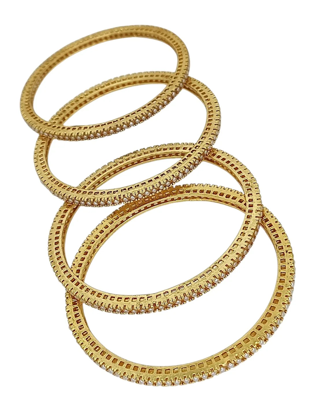 Set of 4 Gold-Plated Beaded Bangles