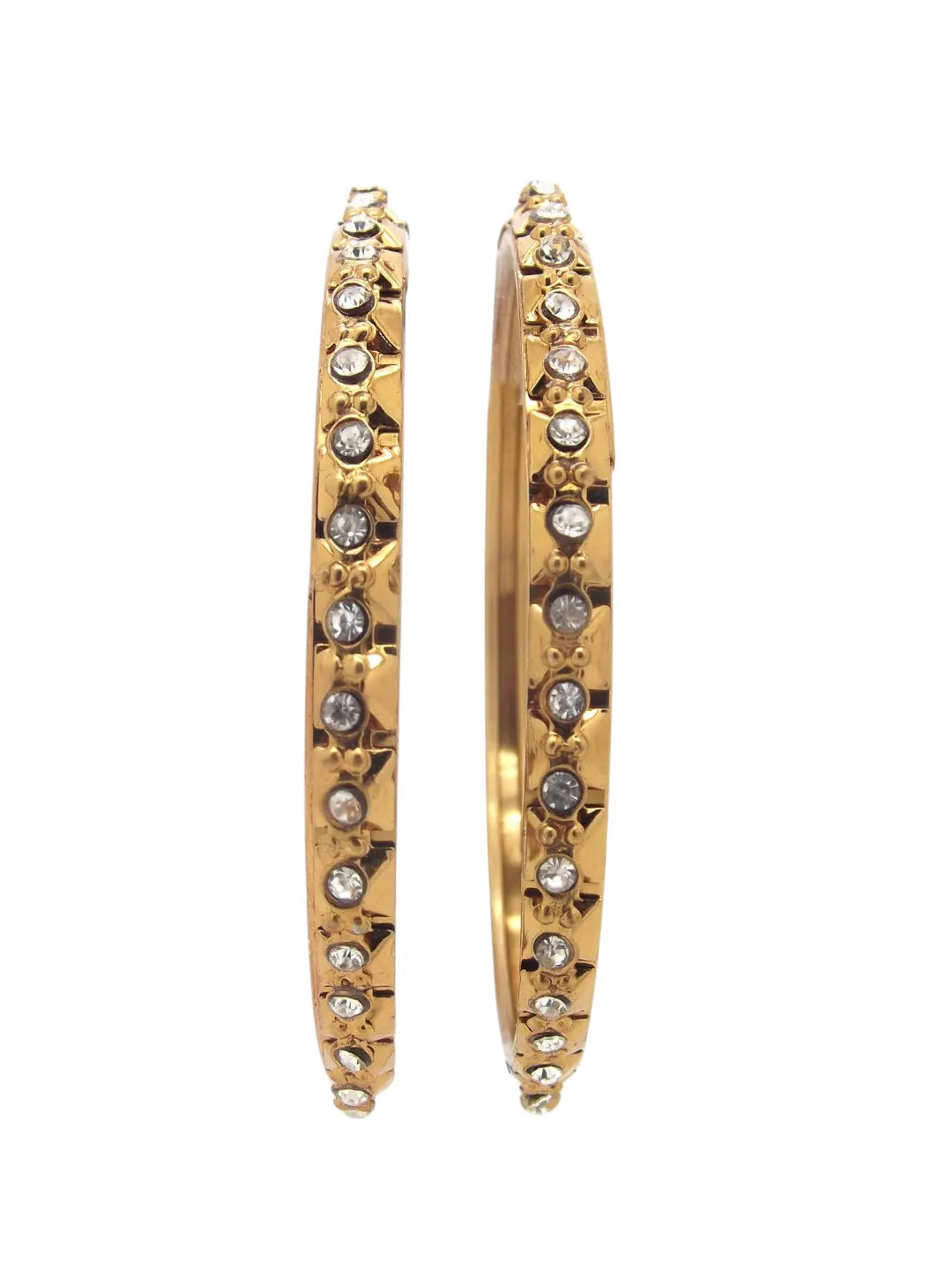 Set Of 2 Gold-Plated Cubic Zirconia Studded Bangles Set