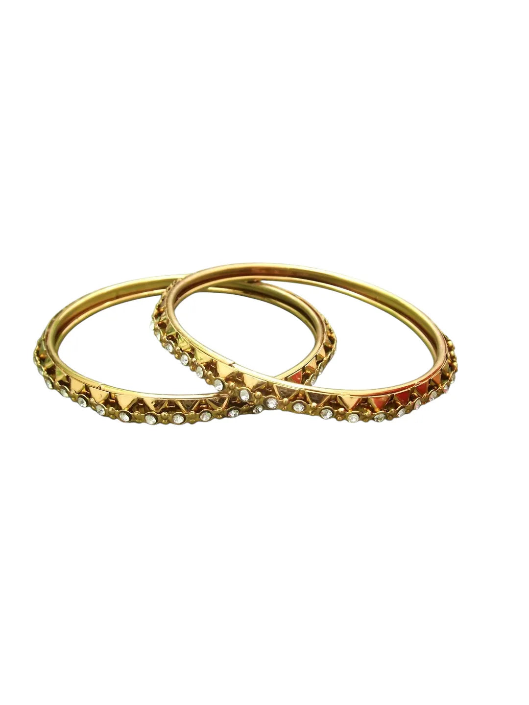 Set Of 2 Gold-Plated Cubic Zirconia Studded Bangles Set
