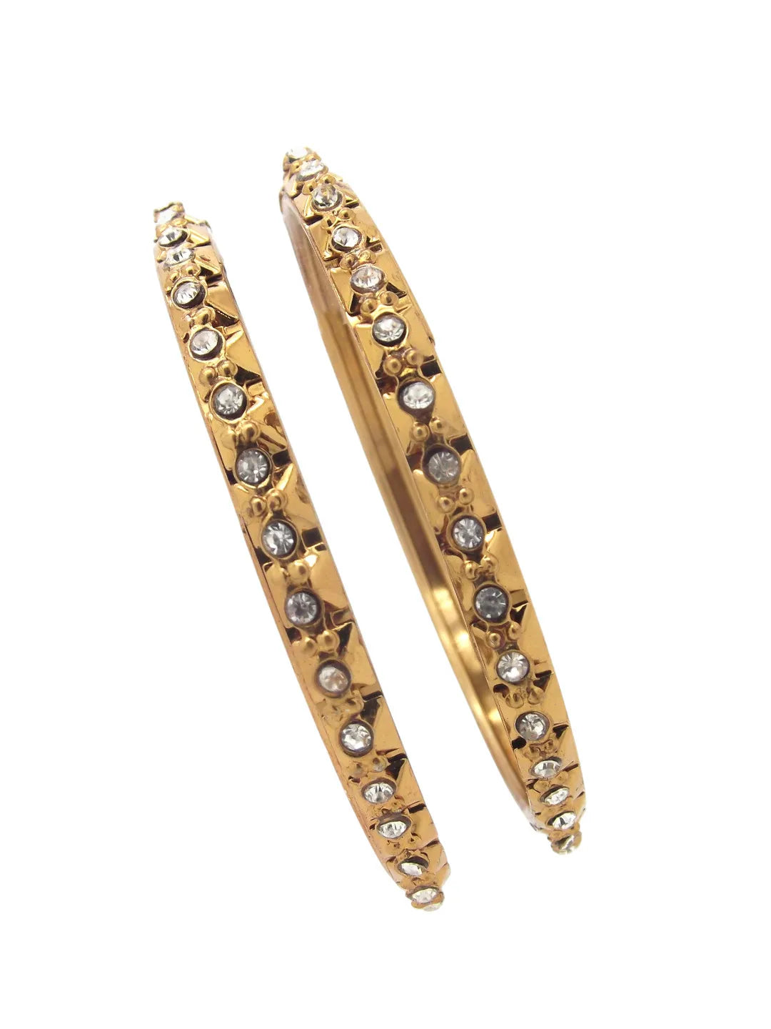 Set Of 2 Gold-Plated Cubic Zirconia Studded Bangles Set