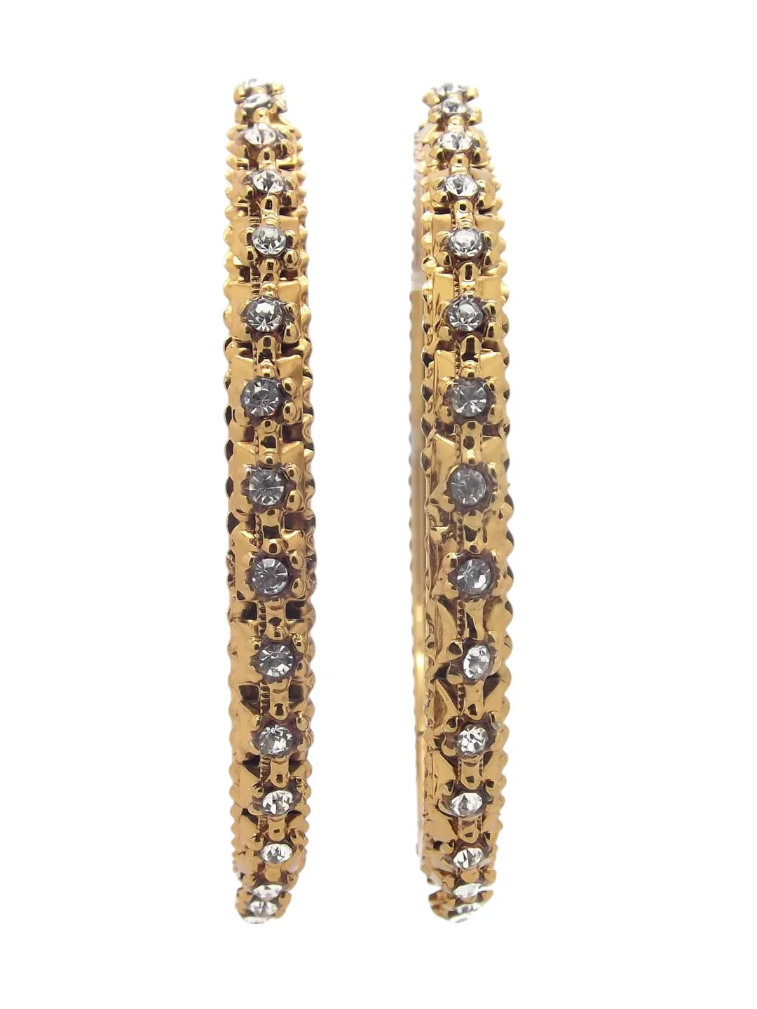 Set Of 2 Gold-Plated Cubic Zirconia Studded Bangles Set