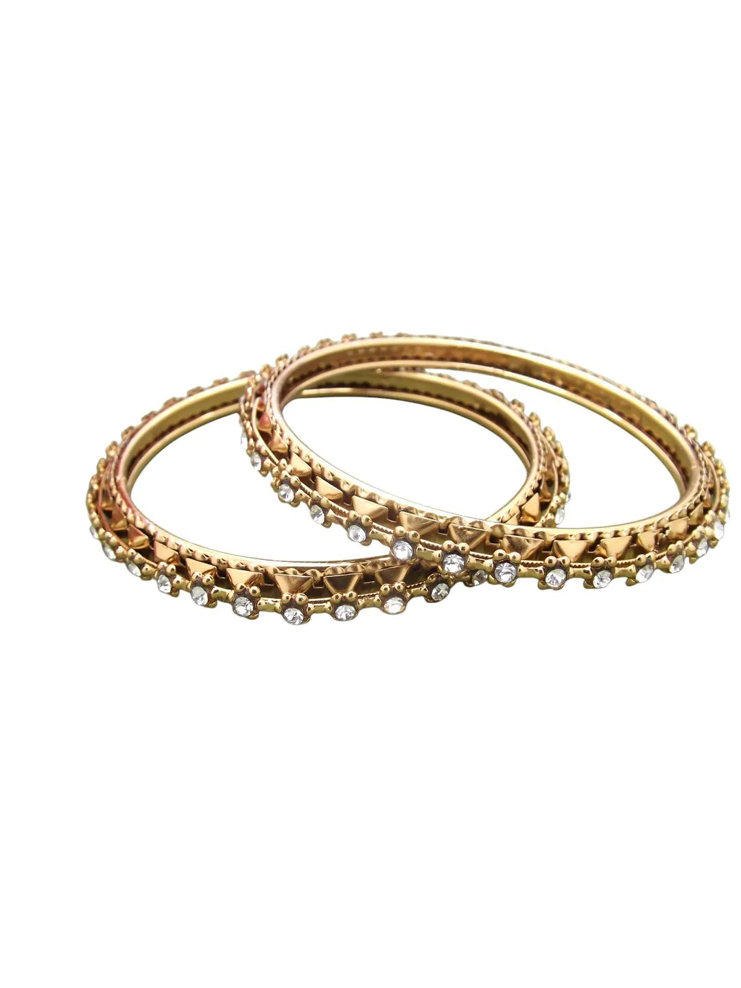 Set Of 2 Gold-Plated Cubic Zirconia Studded Bangles Set