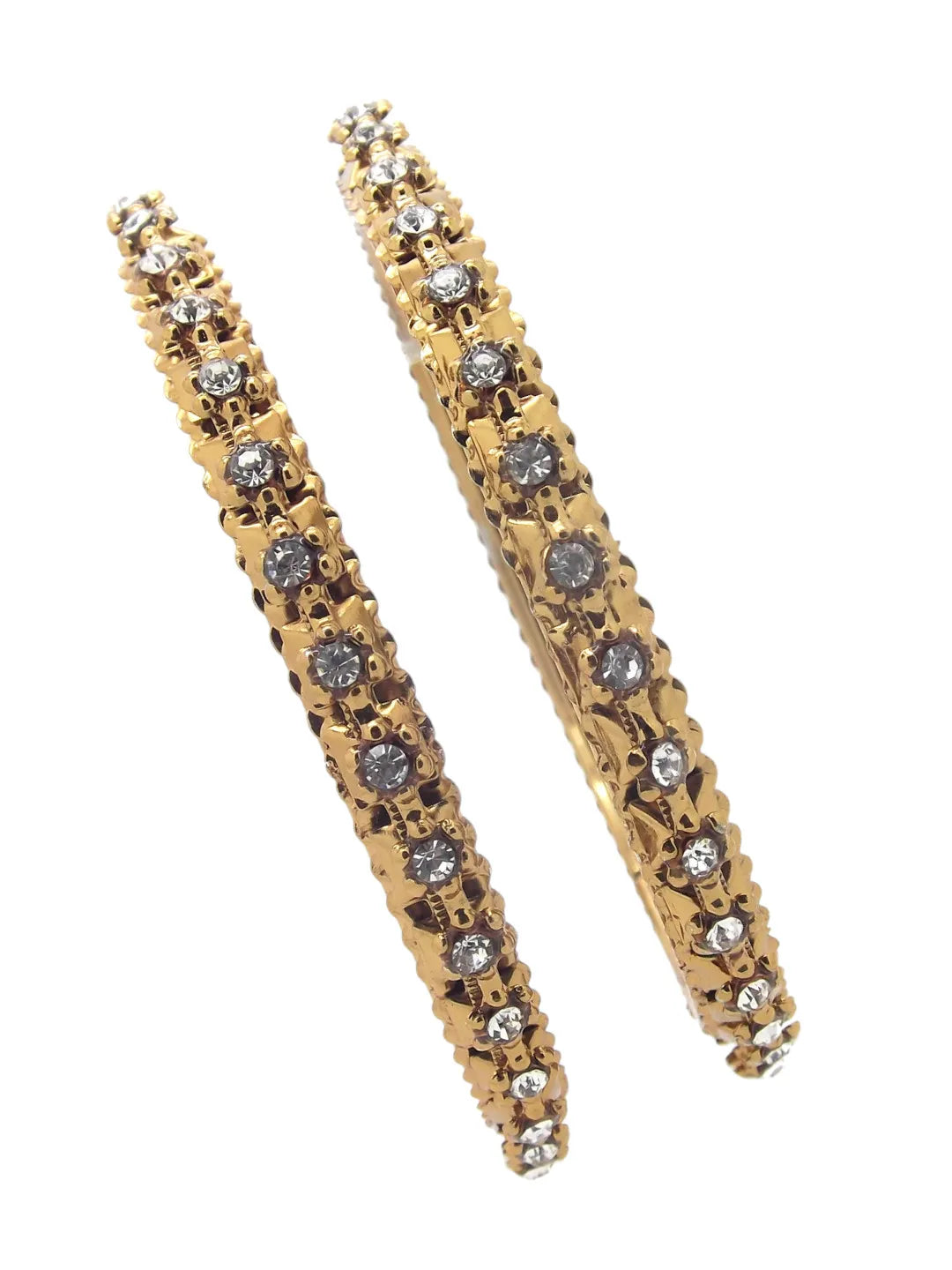Set Of 2 Gold-Plated Cubic Zirconia Studded Bangles Set