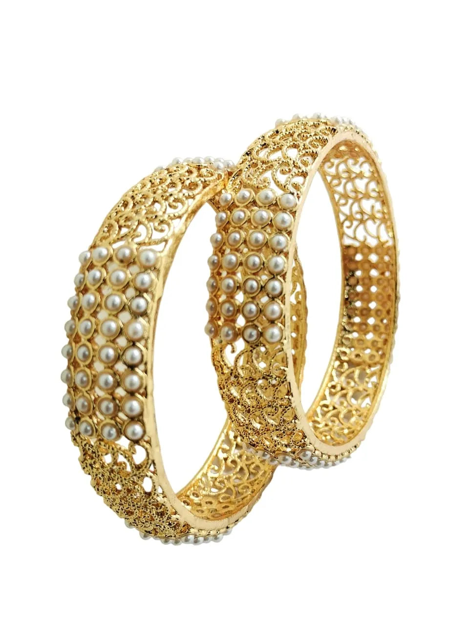 Set Of 2 Gold Plated Artificial Beads Bangles