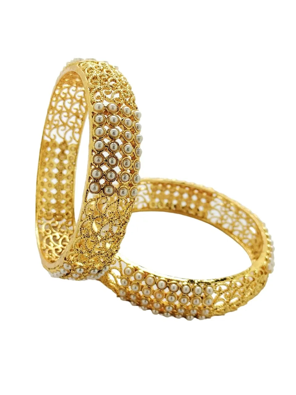 Set Of 2 Gold Plated Artificial Beads Bangles