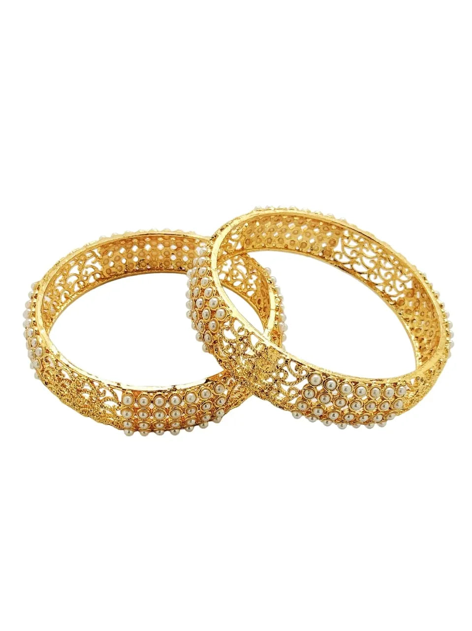 Set Of 2 Gold Plated Artificial Beads Bangles