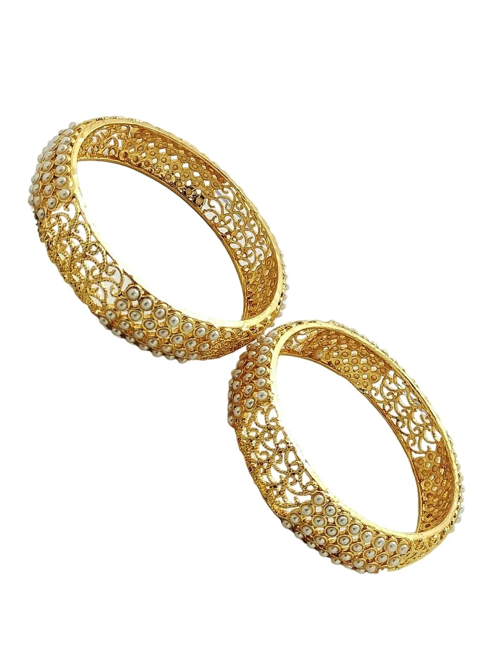 Set Of 2 Gold Plated Artificial Beads Bangles