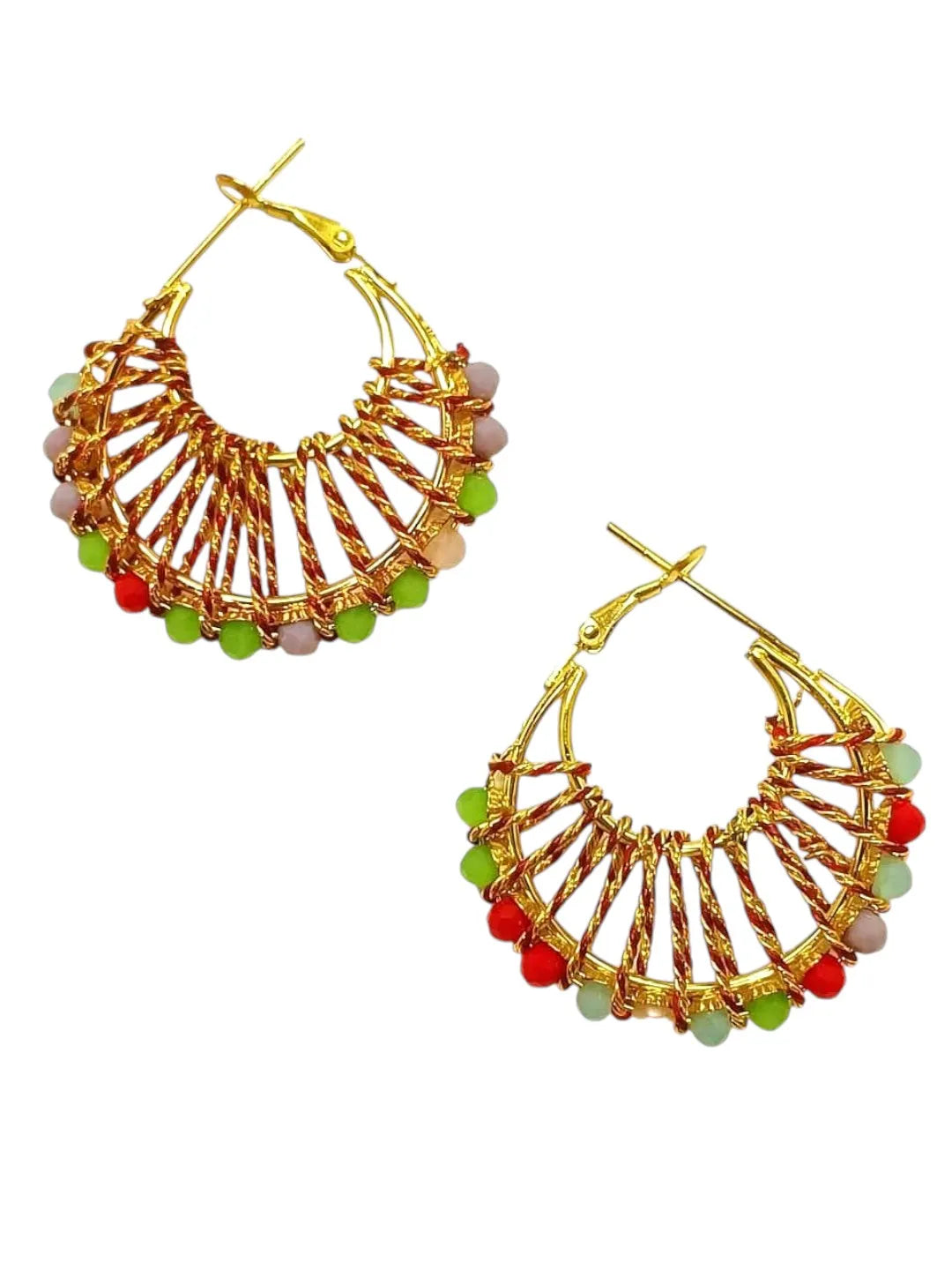 Pearl & Multi-Colored Beads Combo Earrings Set of 2