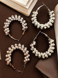 Set Of 2 Multicolour Gold & Silver Beads Hoop Earrings