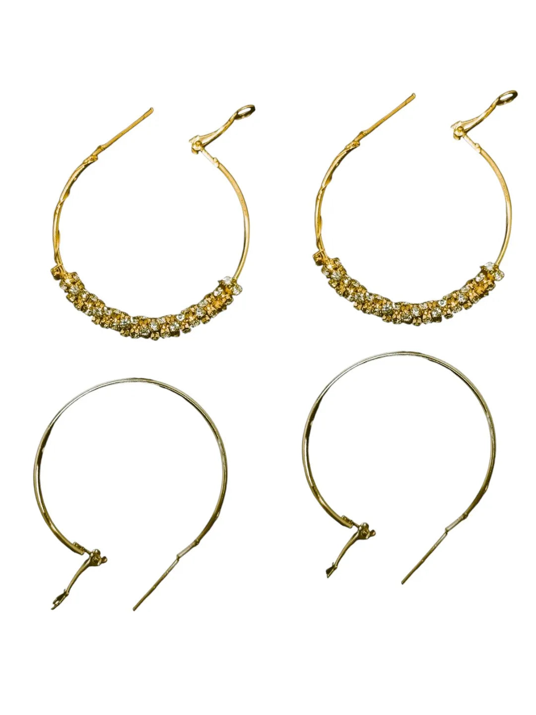 Gold and silver round shaped earrings