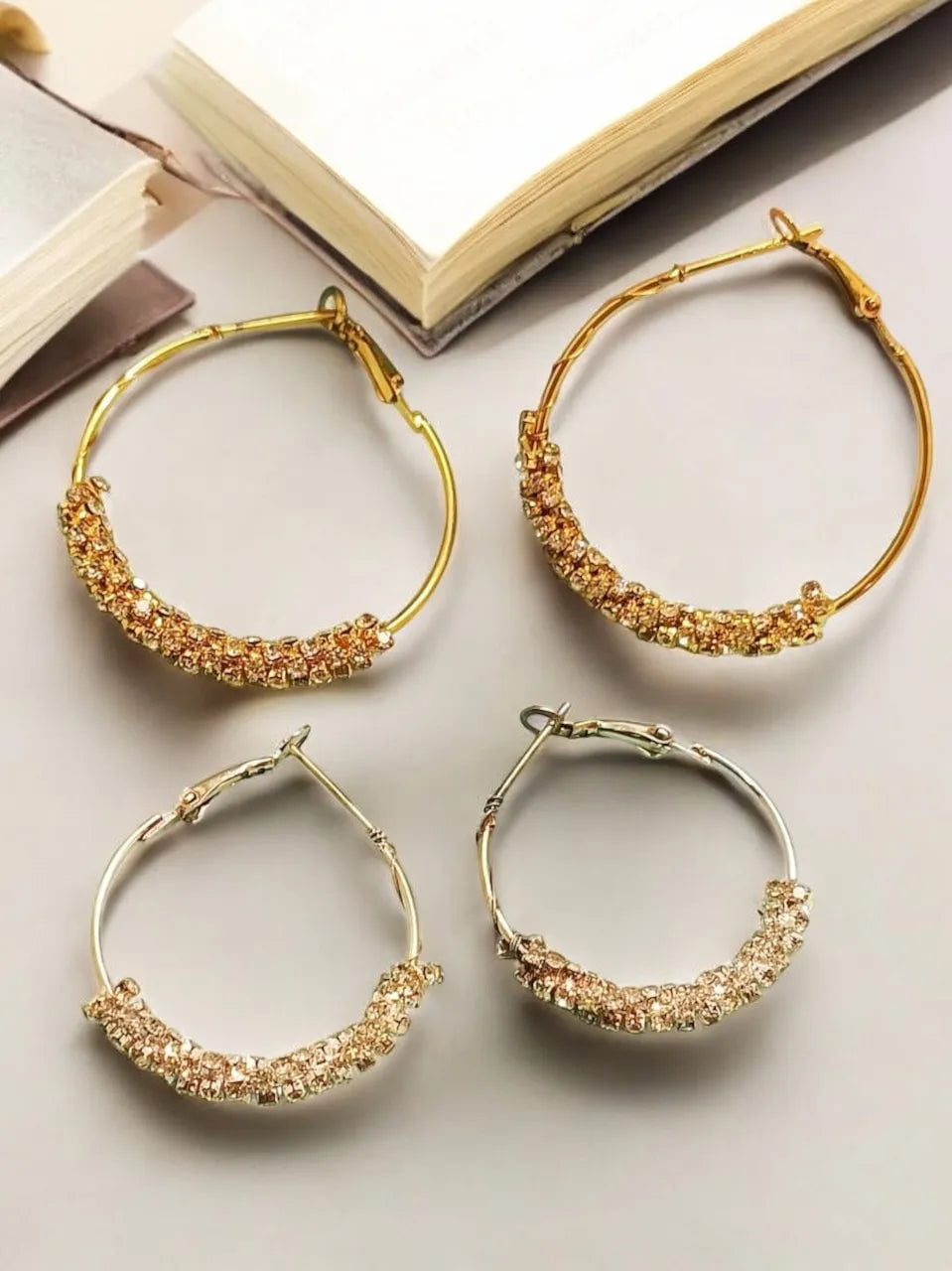 Gold and silver hoop earrings
