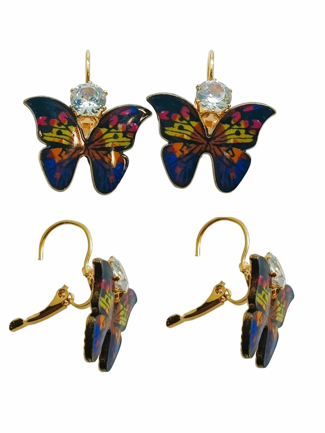 Set of 3 Gold-Plated Vibrant Charm Drop Earrings