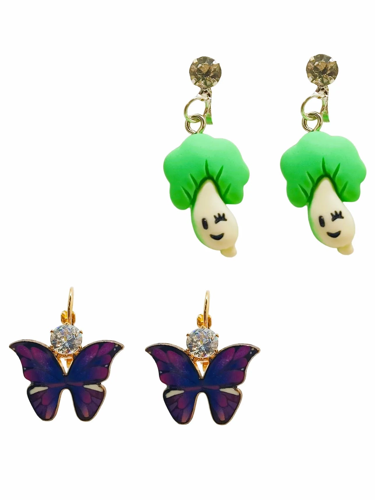 Set of 2 Gold-Plated Playful Drop Earrings