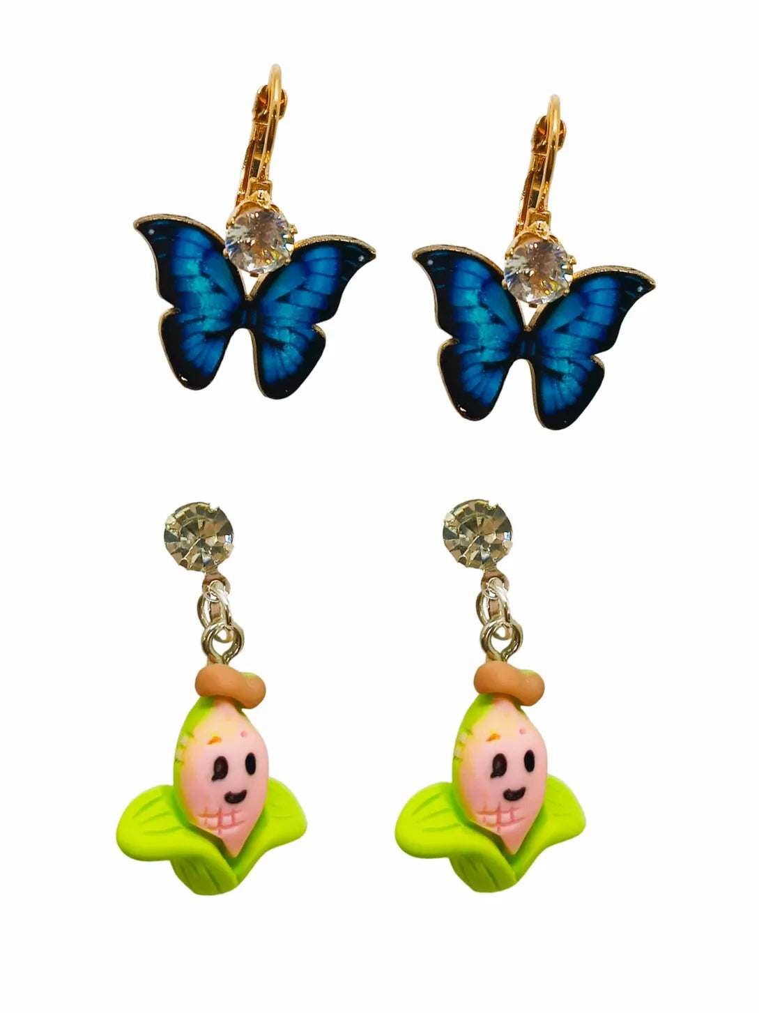 Set of 2 Gold-Plated Nature-Inspired Drop Earrings