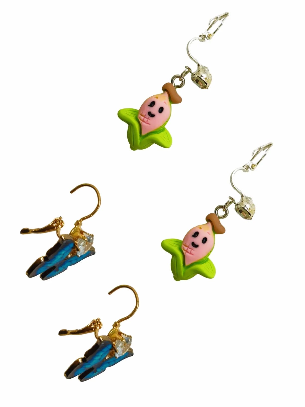 Set of 2 Gold-Plated Nature-Inspired Drop Earrings