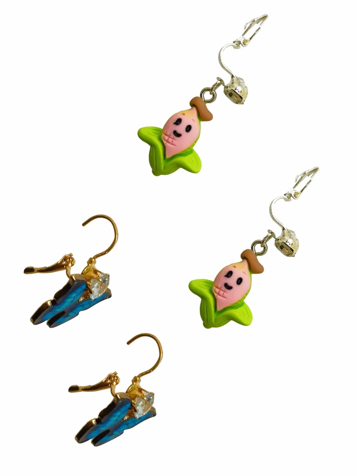 Set of 2 Gold-Plated Nature-Inspired Drop Earrings