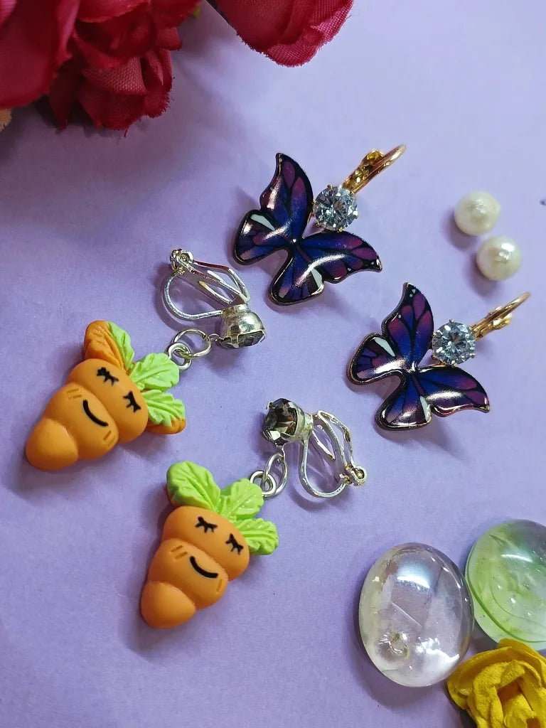 Set of 2 Gold-Plated Nature Drop Earrings