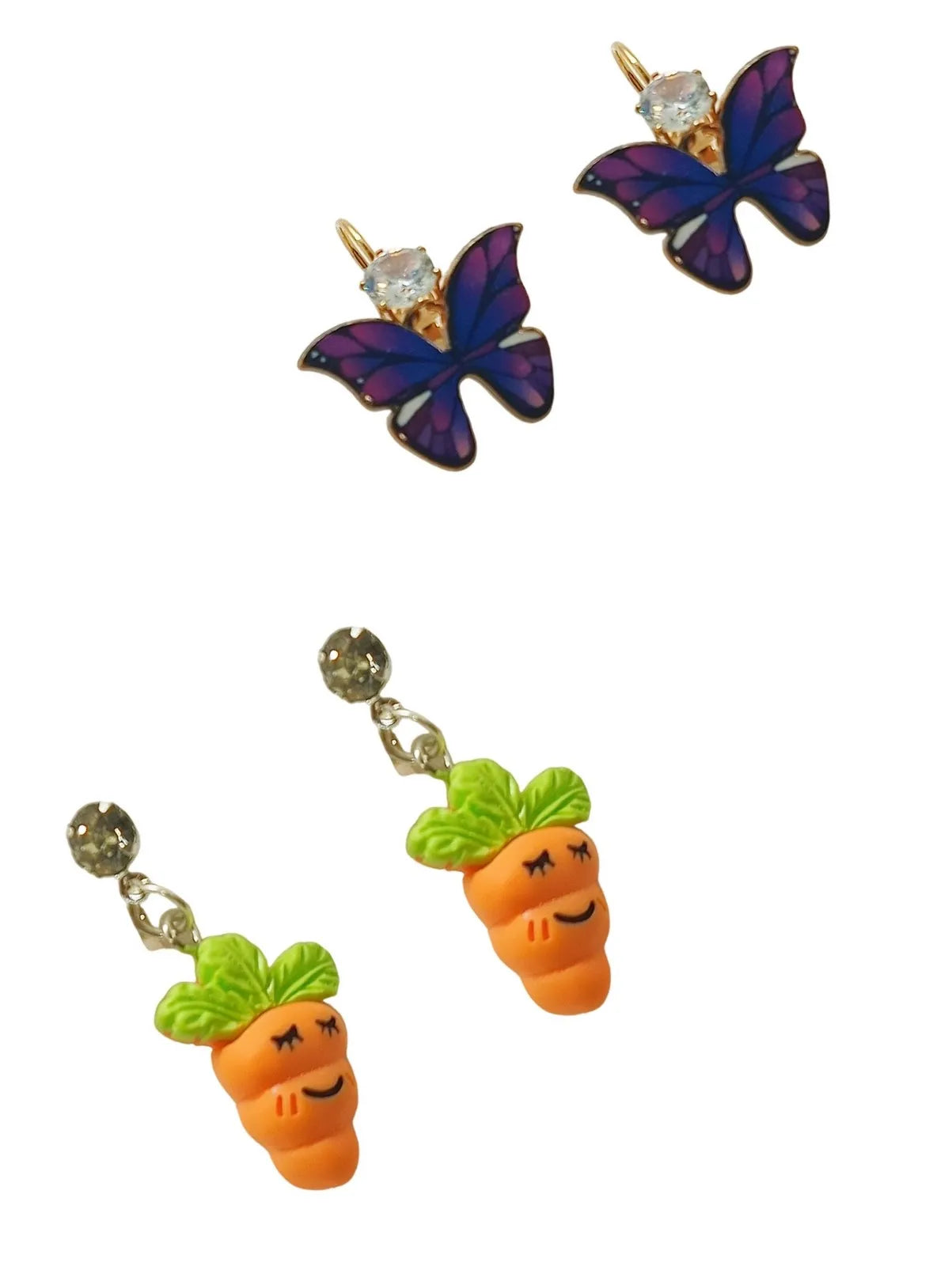 Set of 2 Gold-Plated Nature Drop Earrings