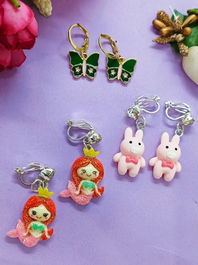 Set Of 3 Quirky Hoop Earrings